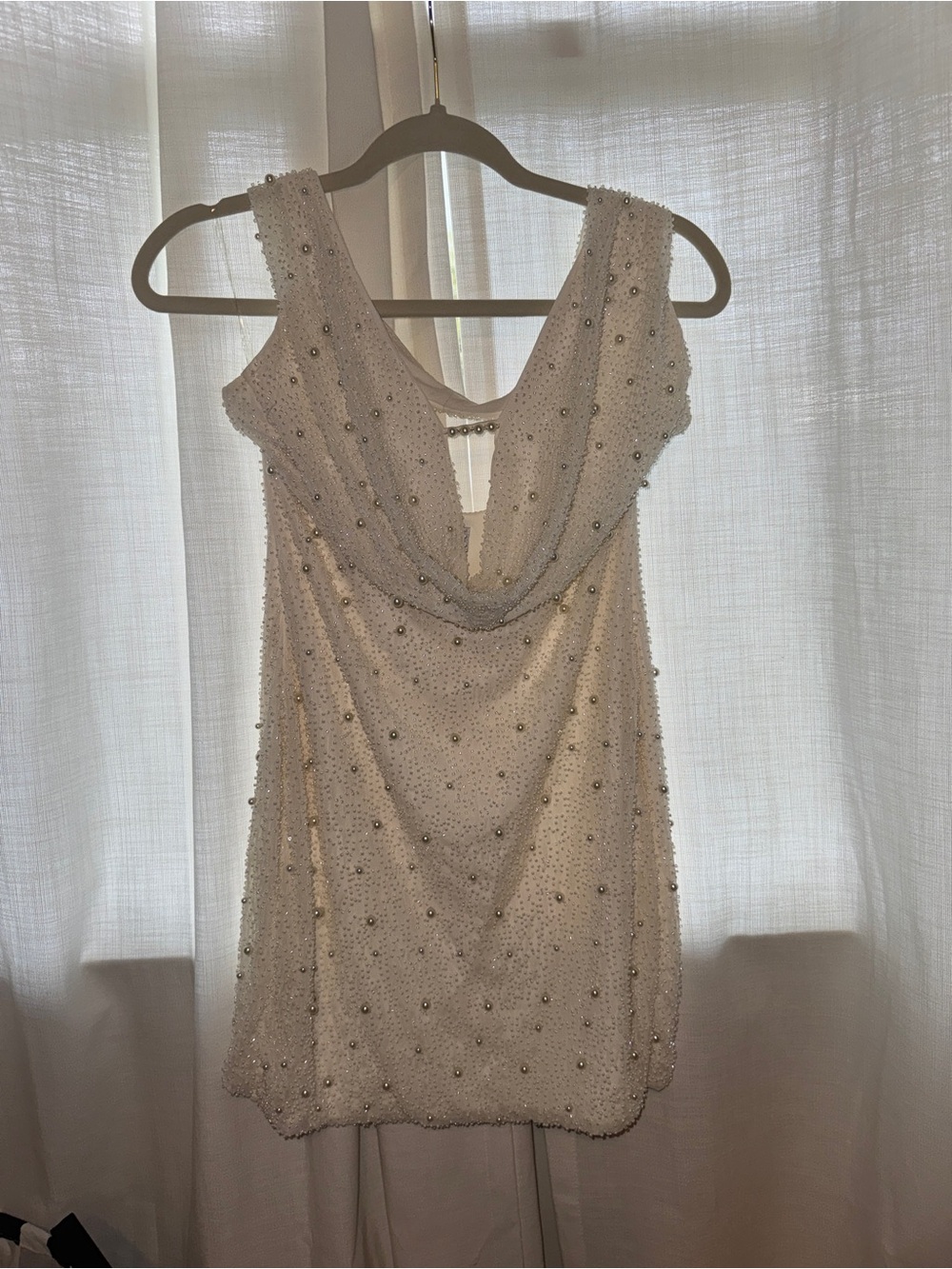 Oh Polly White Beaded Halterneck Mini Dress - Picture 3 of 5